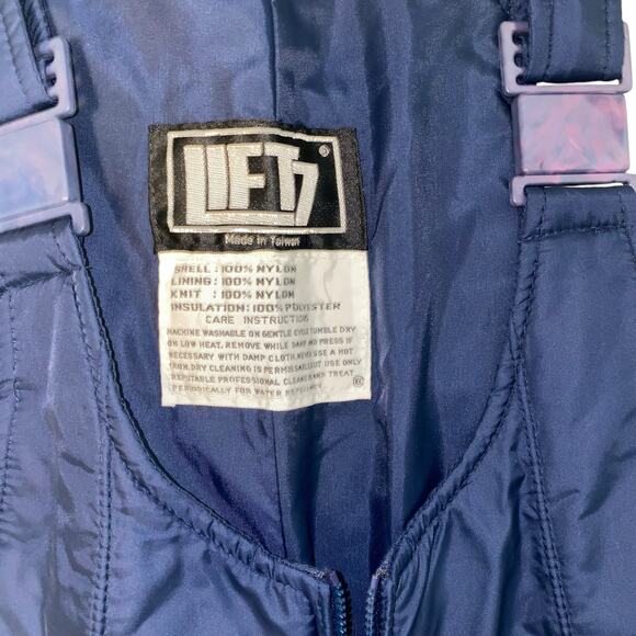 Lift 7 Vintage Puffer Women's Ski Snow Bib with adjustable straps Navy Blue L - Picture 7 of 9